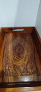 Hand crafted 3 set sasswood trays with carving and bras work