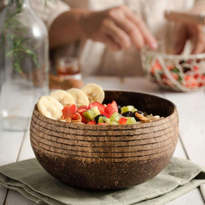 Hand crafted Coconut Bowls & Wooden Spoon set