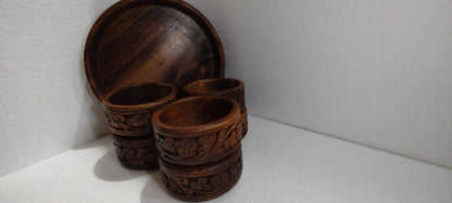 Hand crafted sasswood 6 bowels set dessert tray