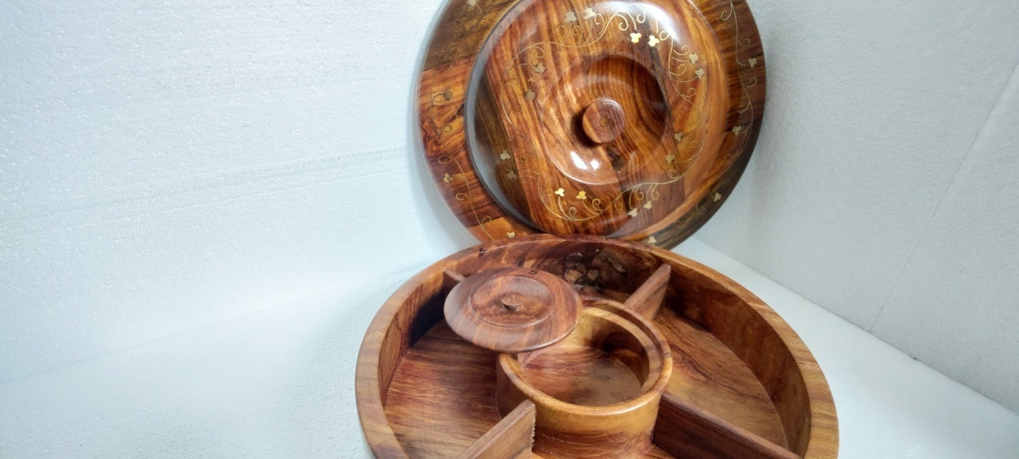 Hand crafted sasswood salad / dry fruit serving tray