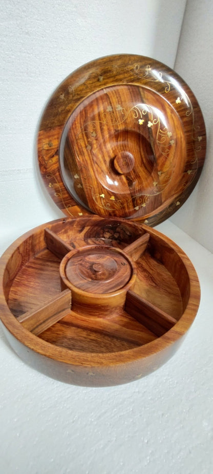 Hand crafted sasswood salad / dry fruit serving tray