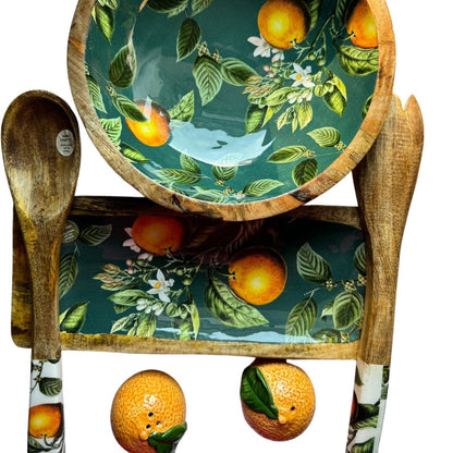 Handcrafted Orange Blossom  Mango Wooden Serving Platter 30.5cm