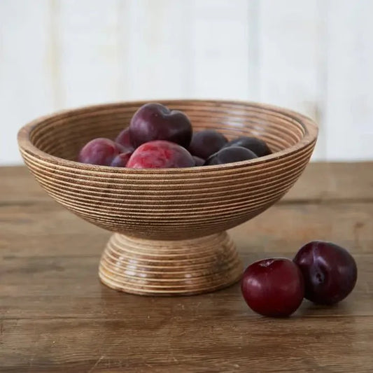 Handmade Mango Wood Raised Bowl