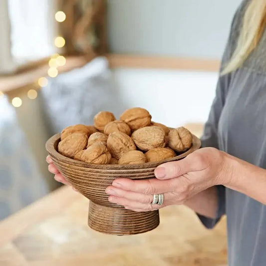 Handmade Mango Wood Raised Bowl