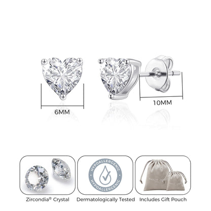 Heart Earrings Created with Zircondia® Crystals