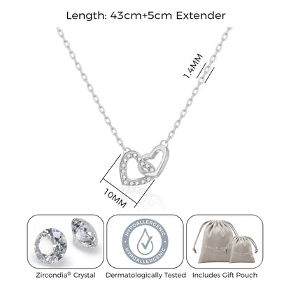 Heart Link Necklace Created with Zircondia® Crystals