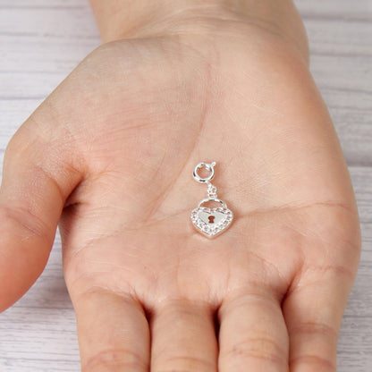 Heart Lock Charm Created with Zircondia® Crystals