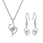 Heart Necklace and Earrings Set Created with Zircondia® Crystals