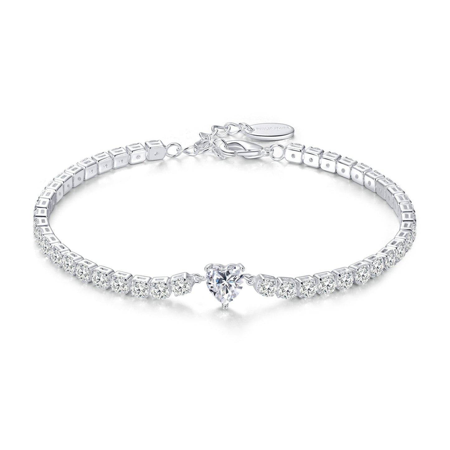Heart Solitaire Tennis Bracelet Created with Zircondia® Crystals