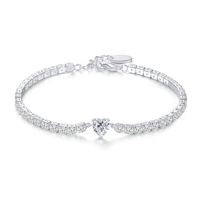 Heart Solitaire Tennis Bracelet Created with Zircondia® Crystals