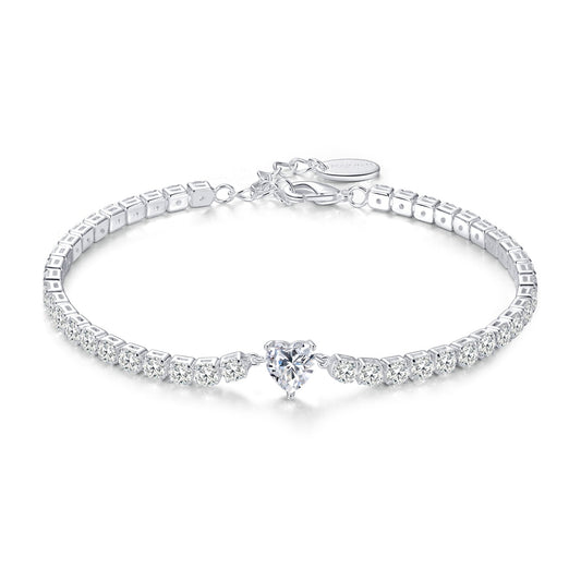 Heart Solitaire Tennis Bracelet Created with Zircondia® Crystals