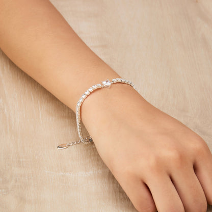 Heart Solitaire Tennis Bracelet Created with Zircondia® Crystals