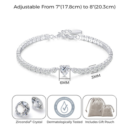 Heart Solitaire Tennis Bracelet Created with Zircondia® Crystals