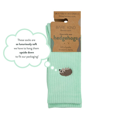 Chaussettes côtelées en bambou "Sauvez le hérisson"