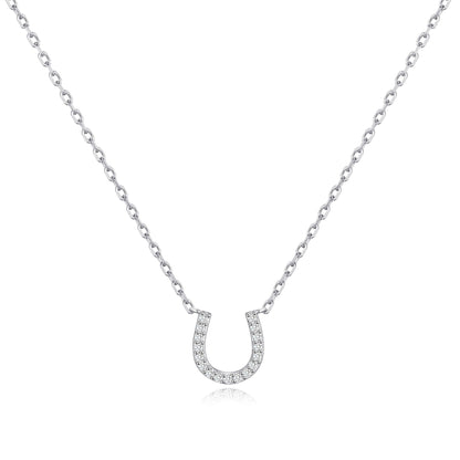Horseshoe Necklace Created with Zircondia® Crystals