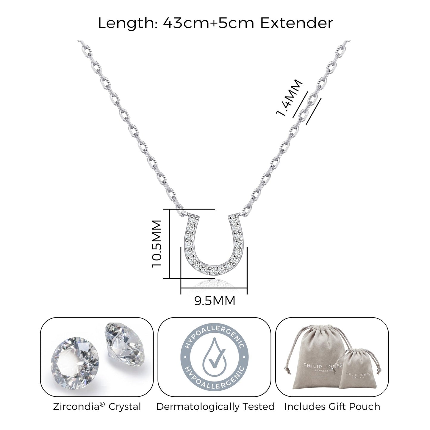 Horseshoe Necklace Created with Zircondia® Crystals