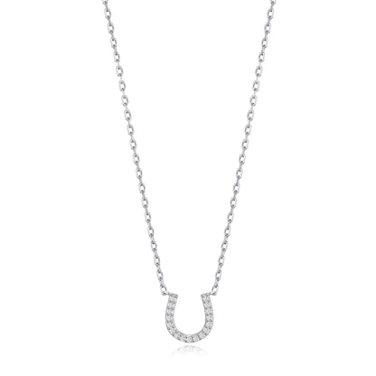 Horseshoe Necklace Created with Zircondia® Crystals