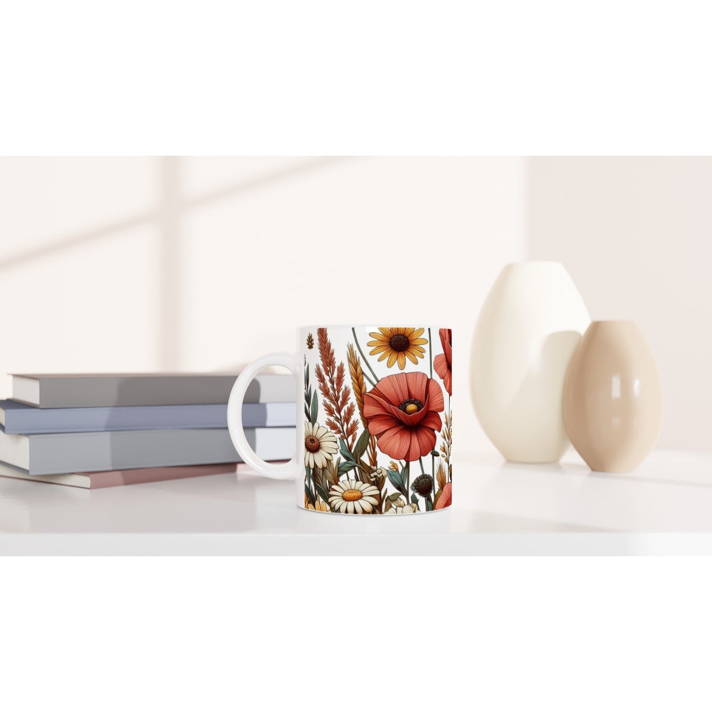 Hstrends 300ml White spring festival Floral Ceramic Mug