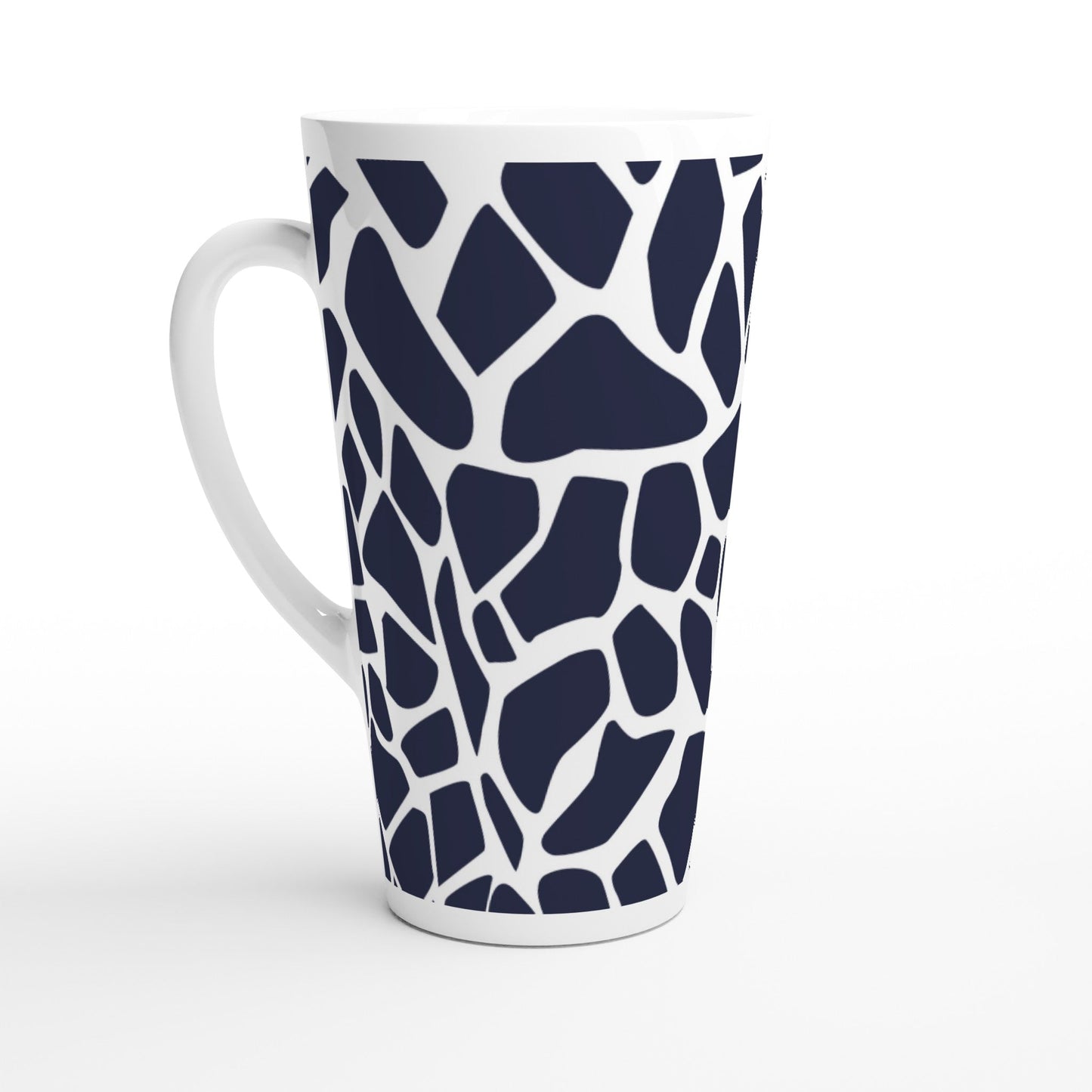 Hstrends Blue and White giraffe pattern Latte 17oz Ceramic Mug