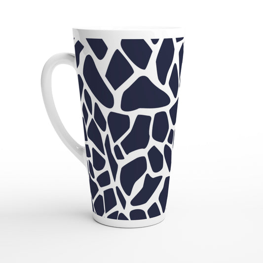 Hstrends Blue and White giraffe pattern Latte 17oz Ceramic Mug