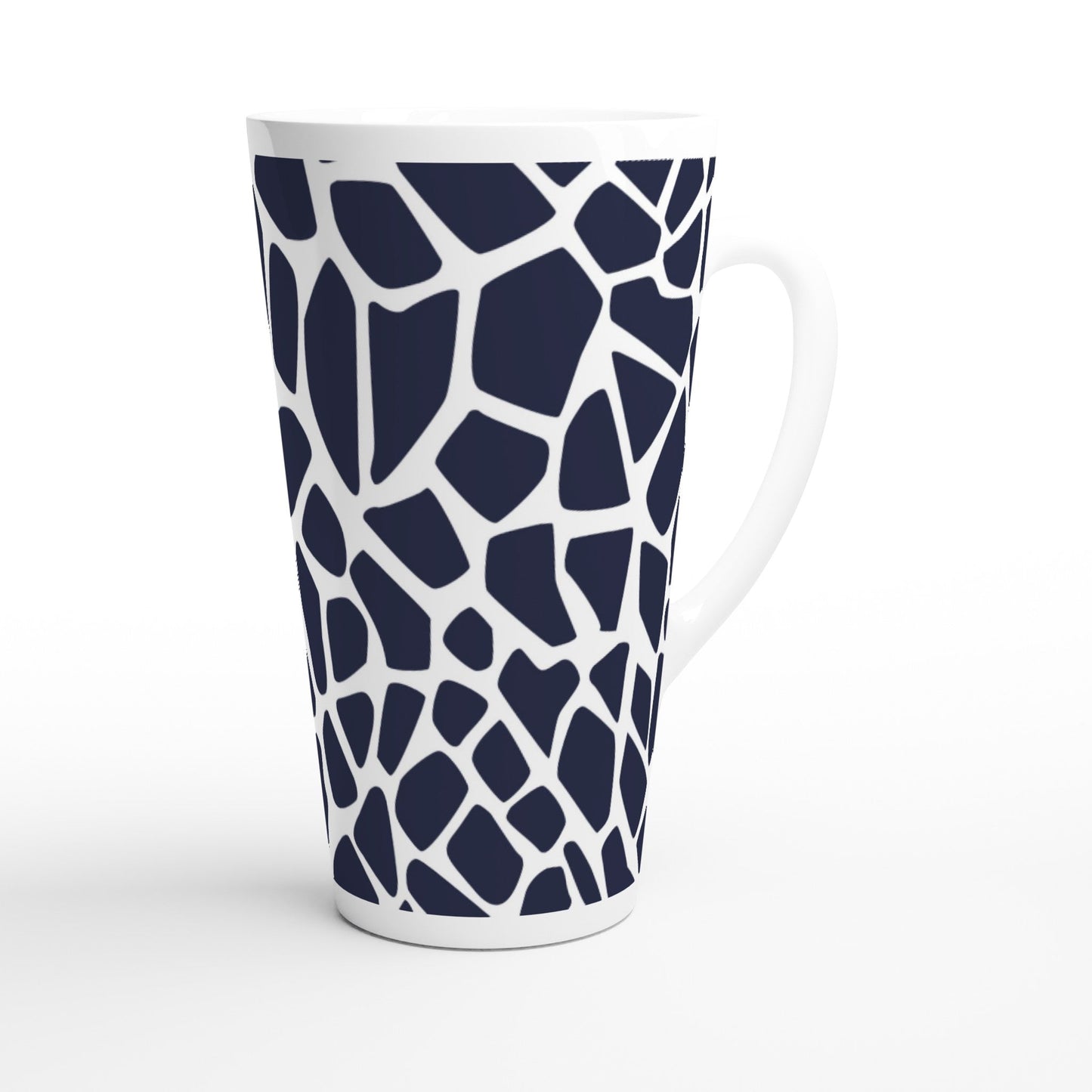 Hstrends Blue and White giraffe pattern Latte 17oz Ceramic Mug