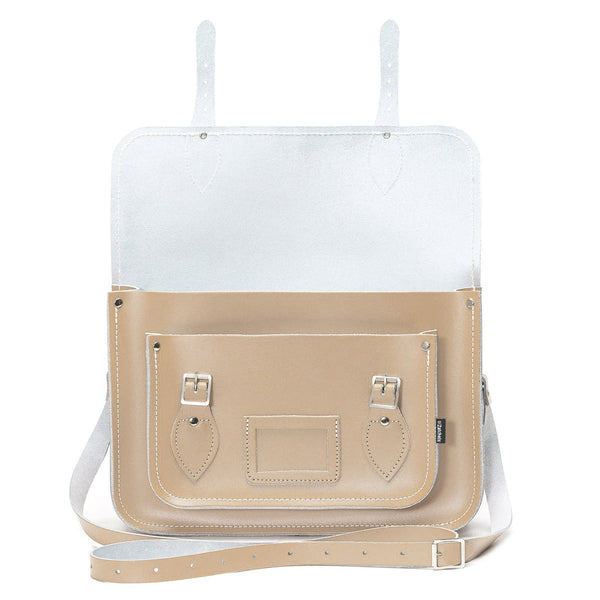 Handmade Leather Satchel - Iced Coffee