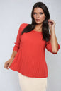 Plisse Pleated Short Bow Sleeve Top