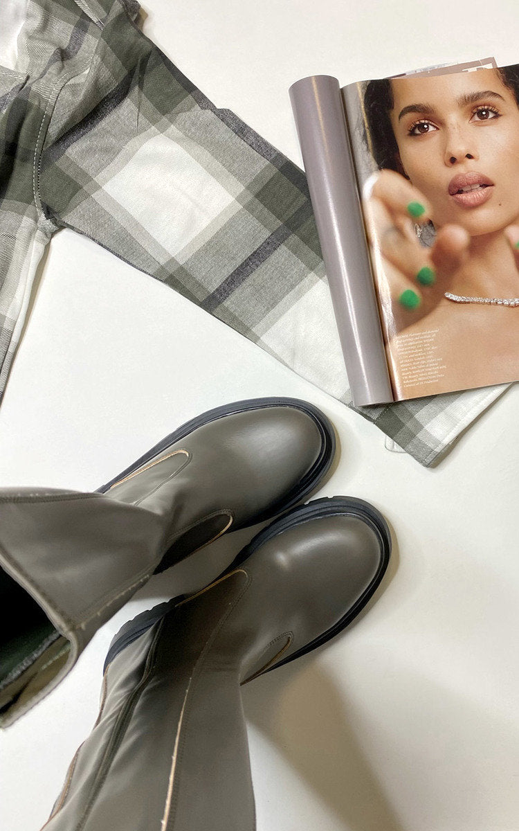 Bottes à plateforme épaisses en similicuir