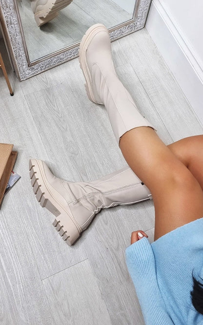 Bottes à plateforme épaisses en similicuir