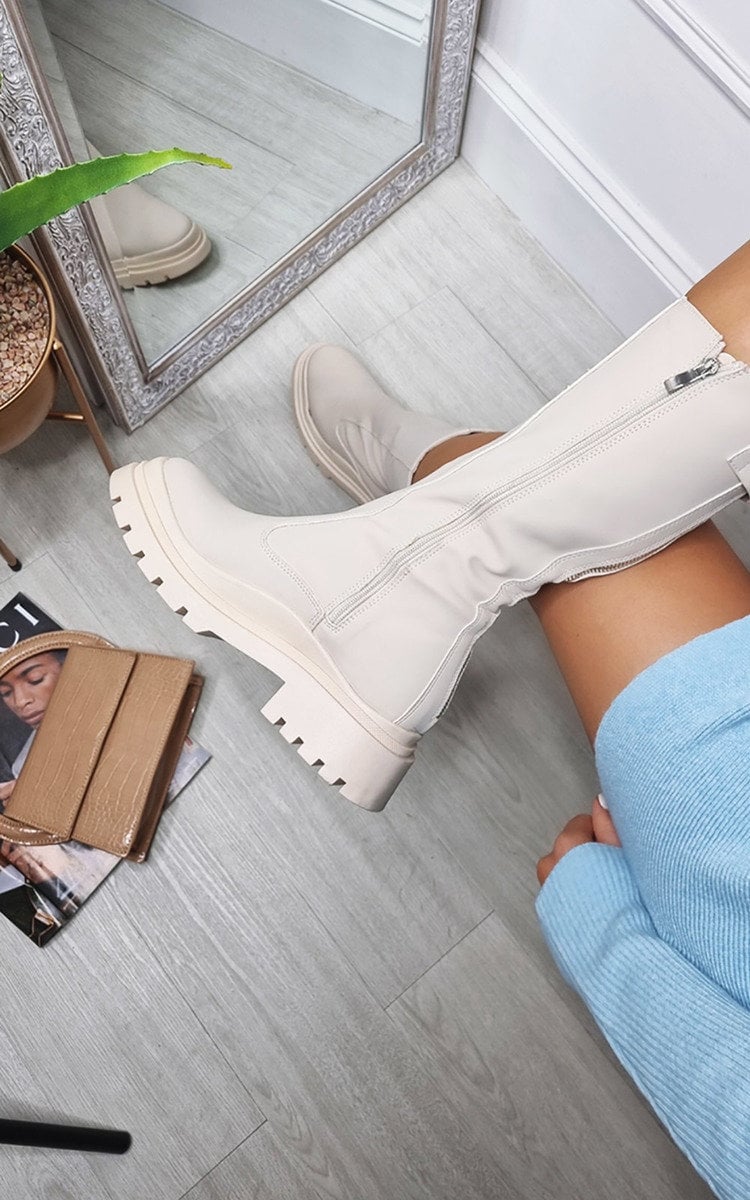 Bottes à plateforme épaisses en similicuir