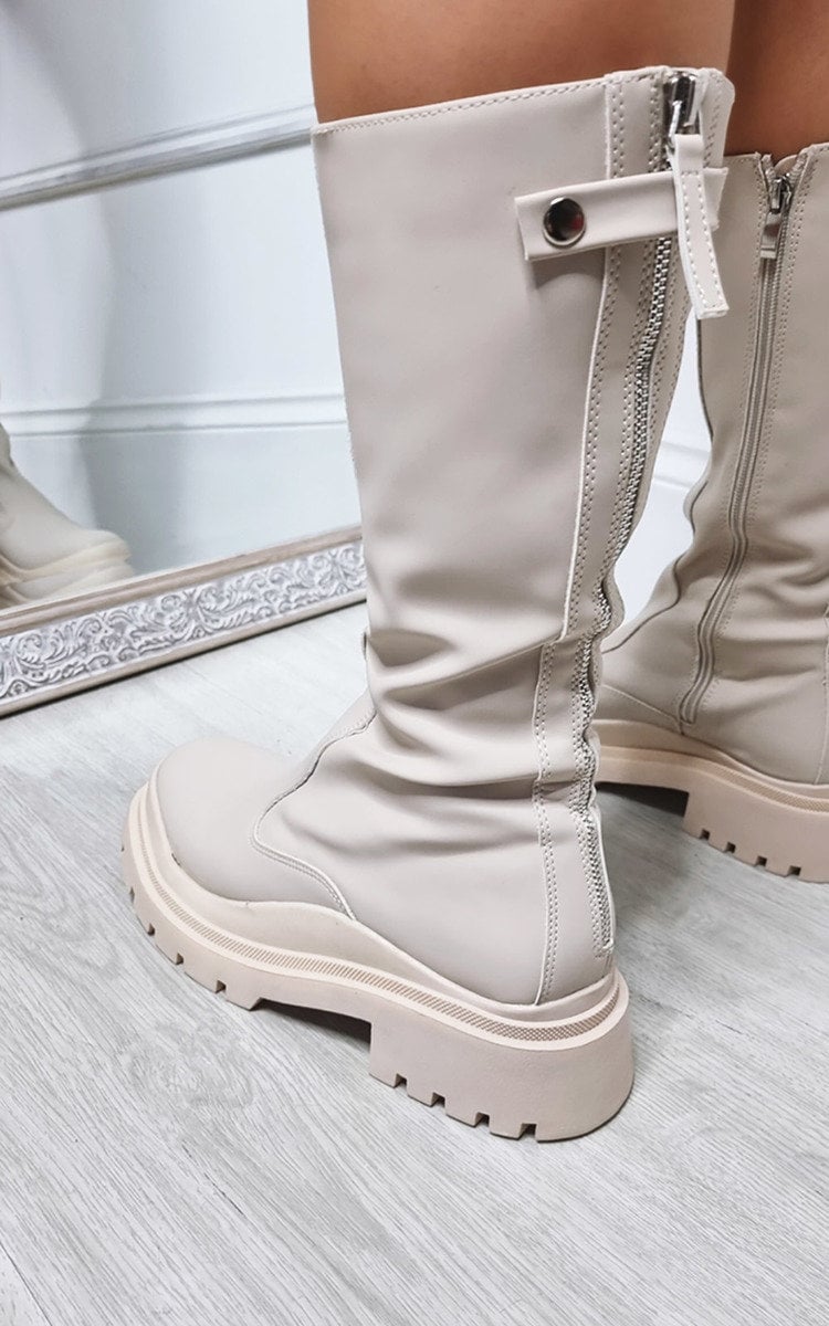 Bottes à plateforme épaisses en similicuir