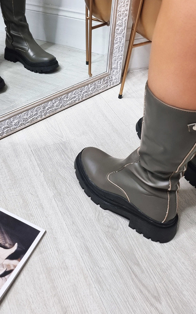 Bottes à plateforme épaisses en similicuir