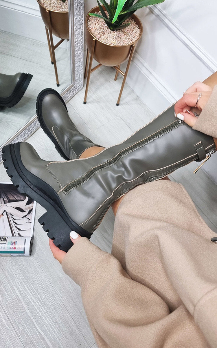 Bottes à plateforme épaisses en similicuir