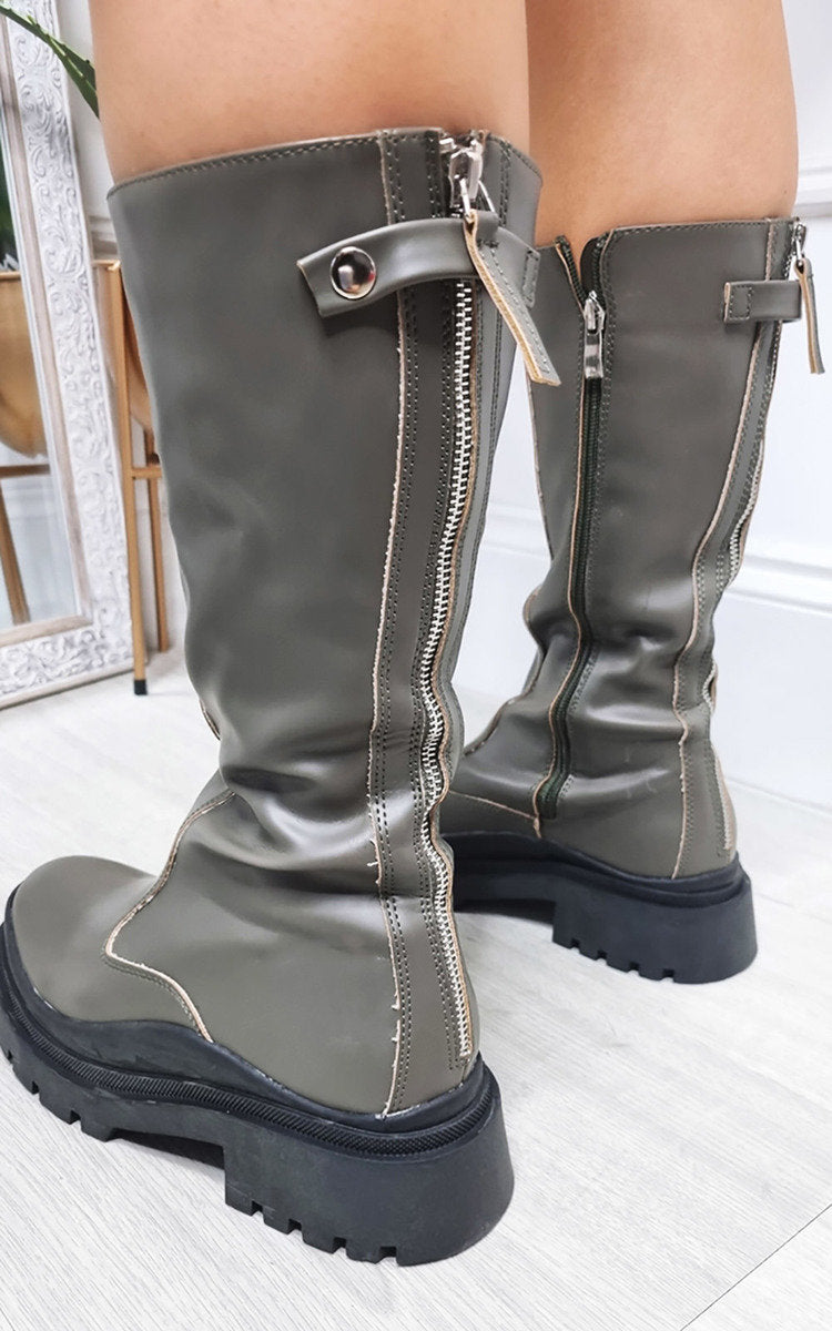 Bottes à plateforme épaisses en similicuir