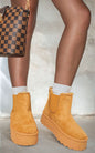 Fluffy Platform Sole Chelsea Faux Fur Lined Ankle Boots