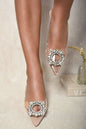 Rhinestone Decor Point Toe Slingback High Heels