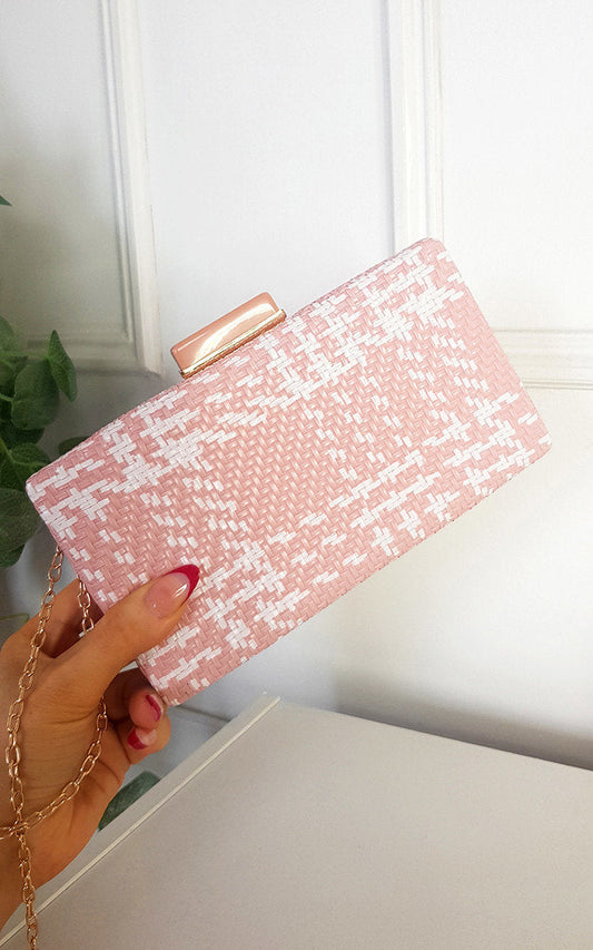 Pochette boîte tissée avec longue bandoulière