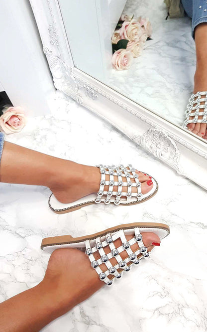 Studded Caged Open Toe Sandals