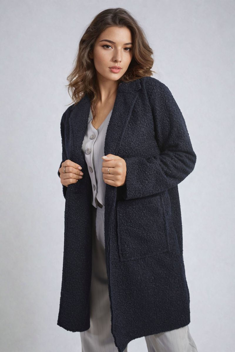 Veste texturée boutonnée avec poches avant