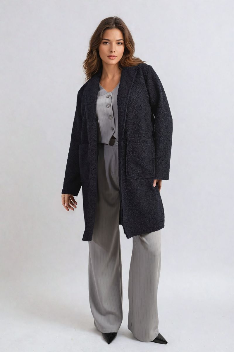 Veste texturée boutonnée avec poches avant