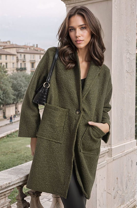 Veste texturée boutonnée avec poches avant