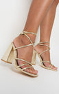 Sandales à brides imprimé léopard à talons carrés