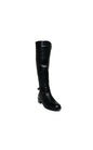 Faux Leather Buckle Knee High Boots