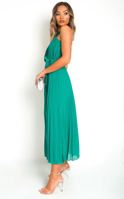 Pleated Crossover Maxi Dress Form Women