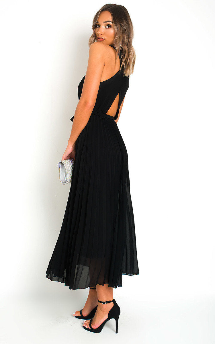 Pleated Crossover Maxi Dress Form Women