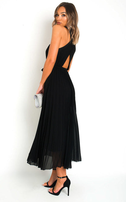 Pleated Crossover Maxi Dress Form Women