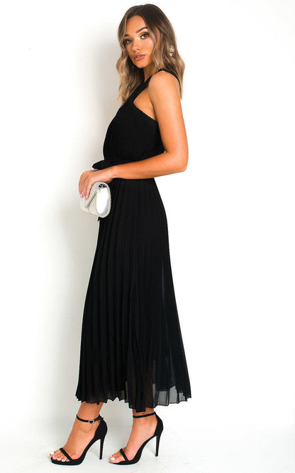 Pleated Crossover Maxi Dress Form Women