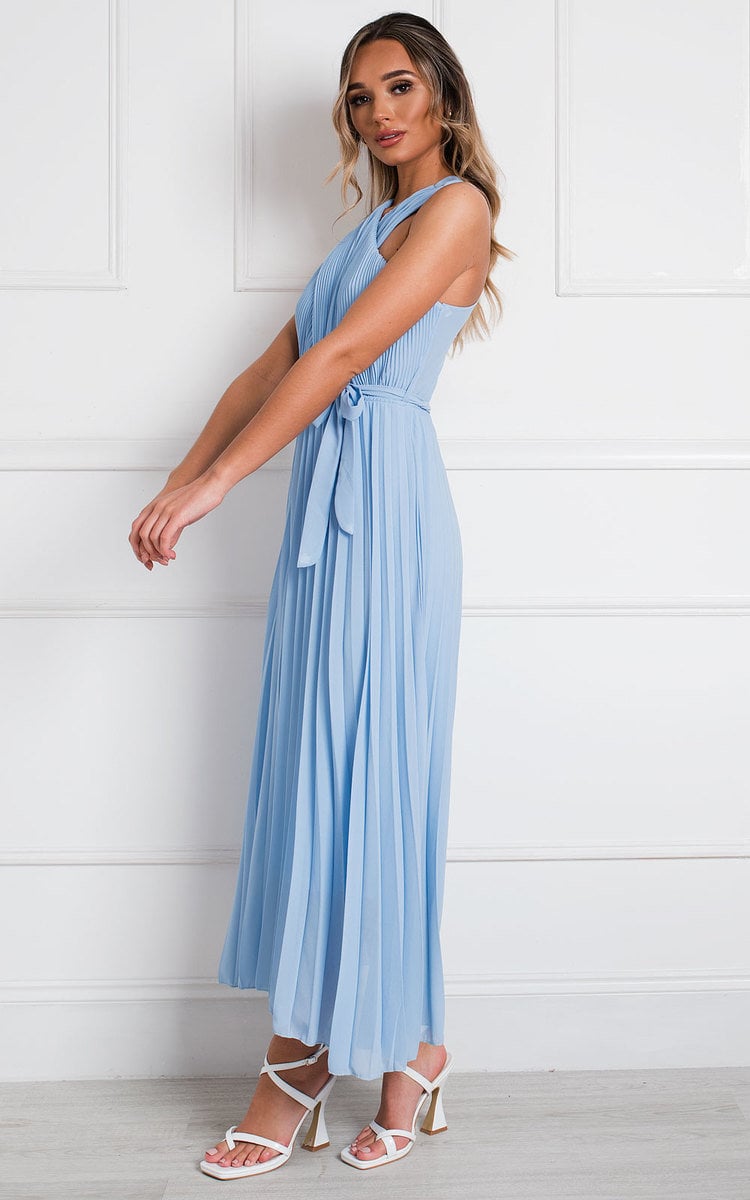 Pleated Crossover Maxi Dress Form Women