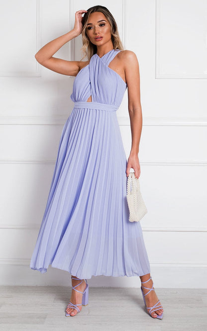 Pleated Crossover Maxi Dress Form Women