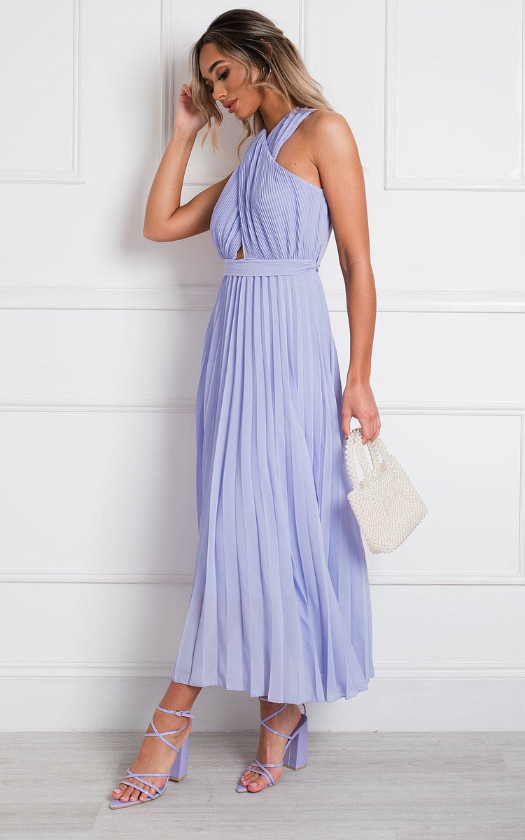 Pleated Crossover Maxi Dress Form Women